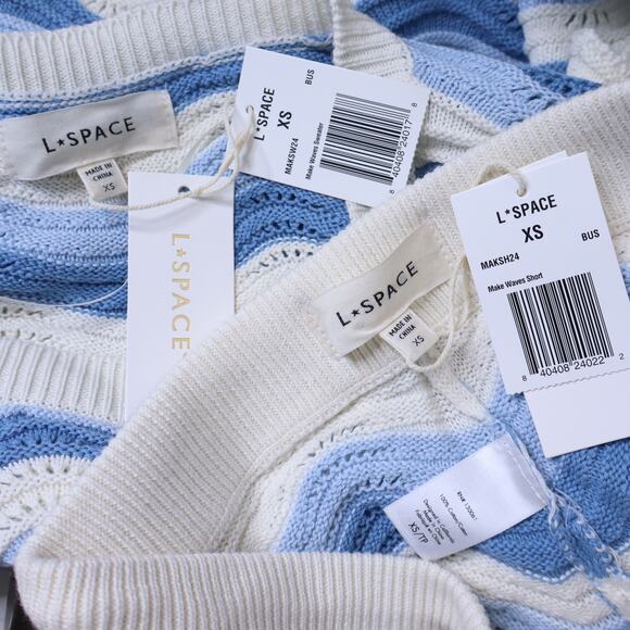 L*SPACE NWT Make Waves Sweater Top and Shorts Blue Crush Women's XS
